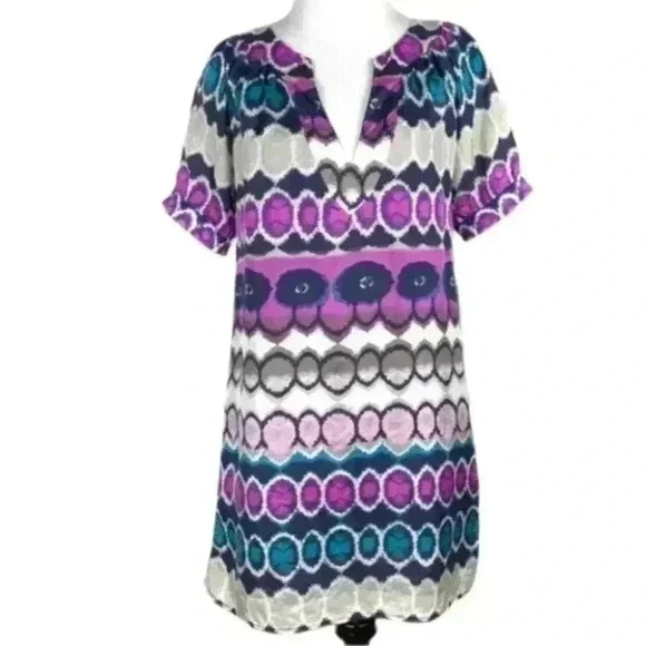 Glam dress sz S 100% silk multicolored geometric - Picture 8 of 8